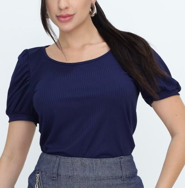 Blusa canela azul marinho