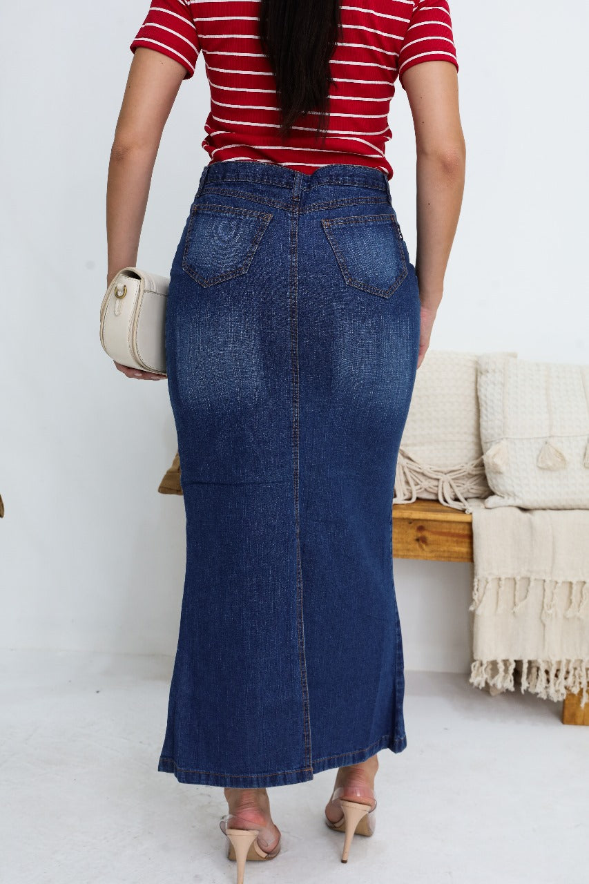 Saia Jeans Longa