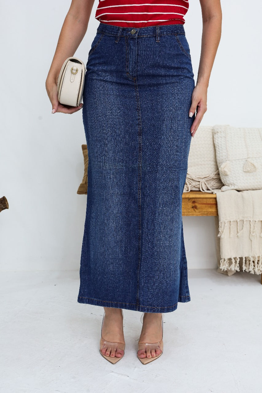 Saia Jeans Longa