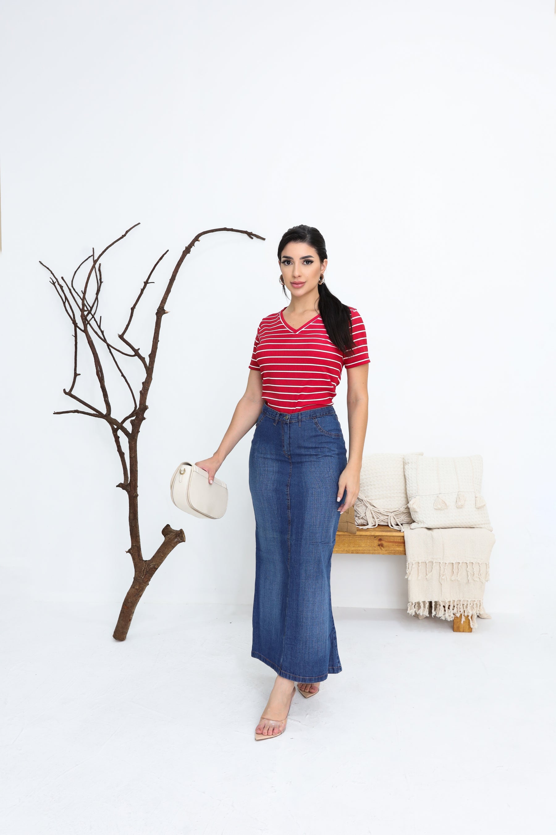 Blusa listrada vermelha