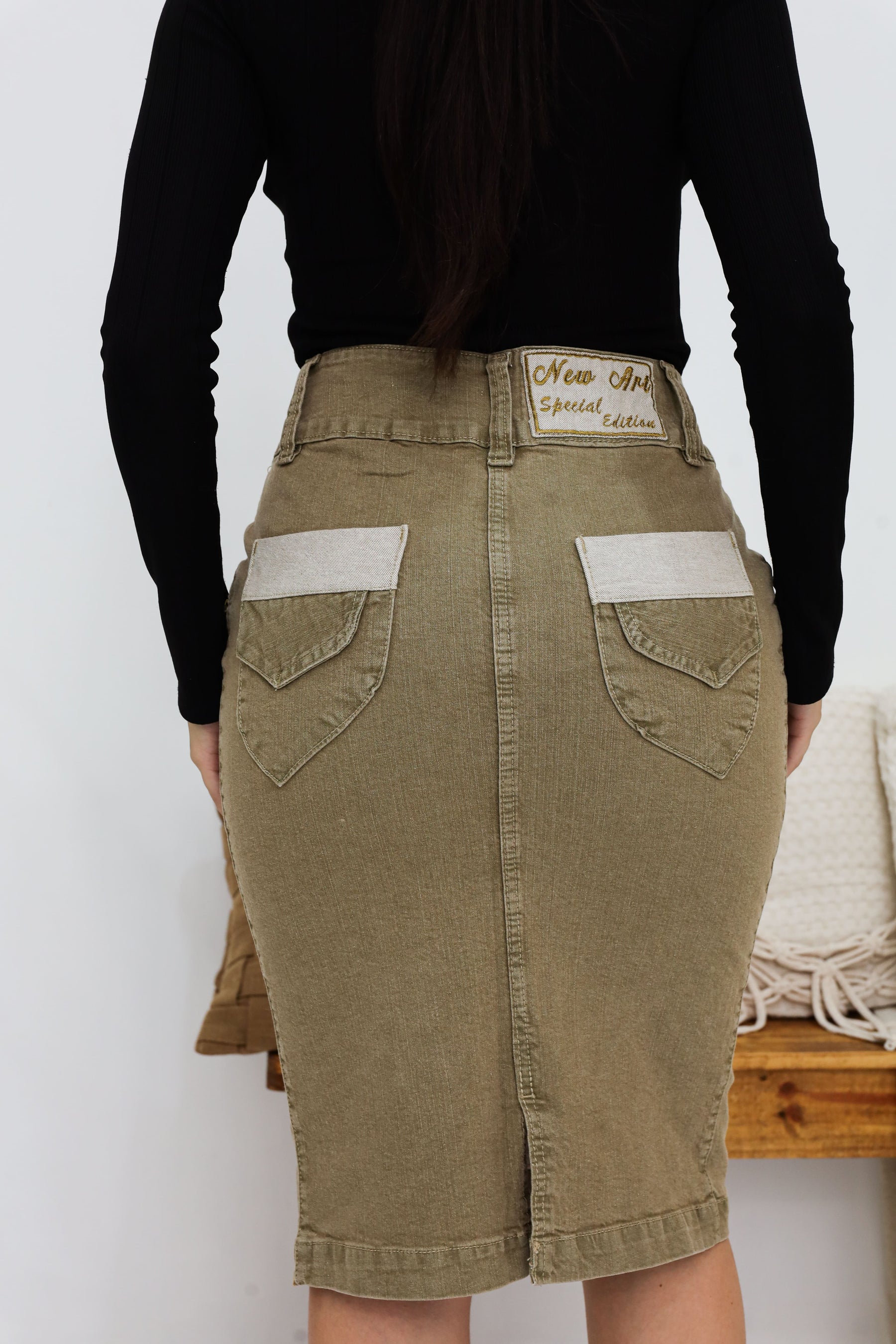 Saia Jeans Cáqui