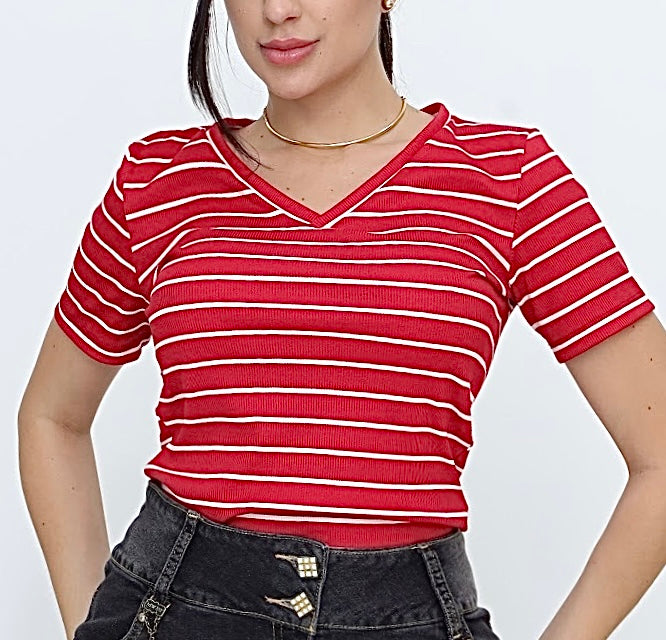 Blusa listrada vermelha