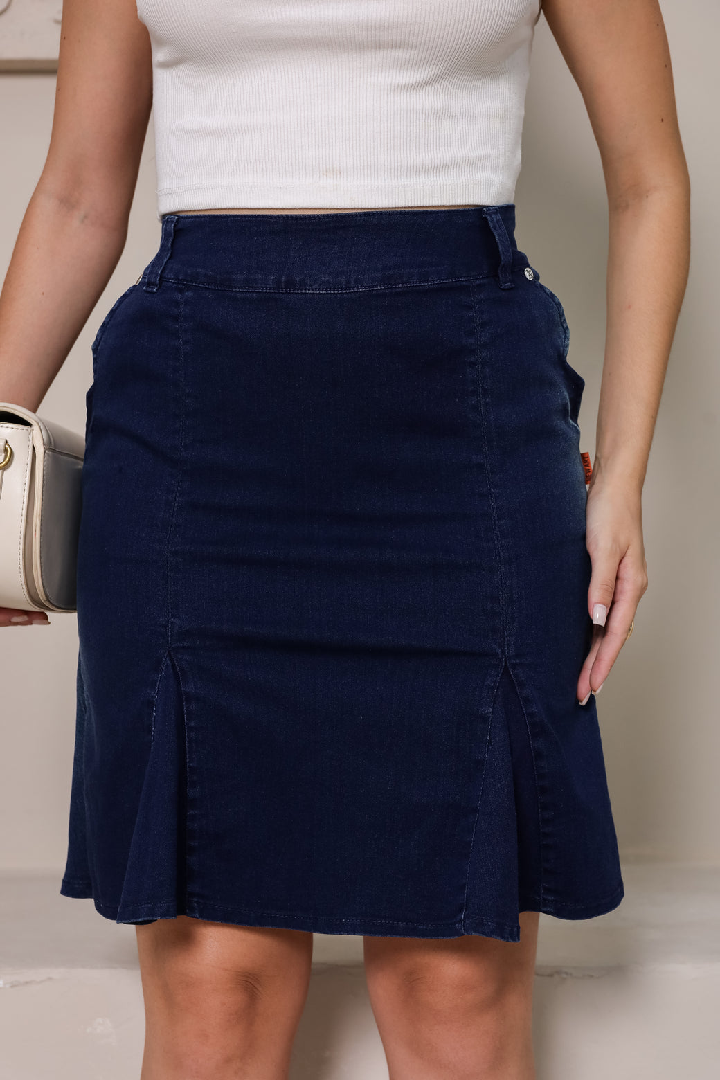 Saia Jeans Feminina Nesga