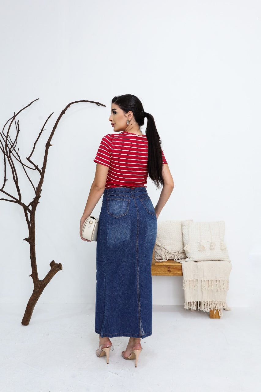Saia Jeans Longa