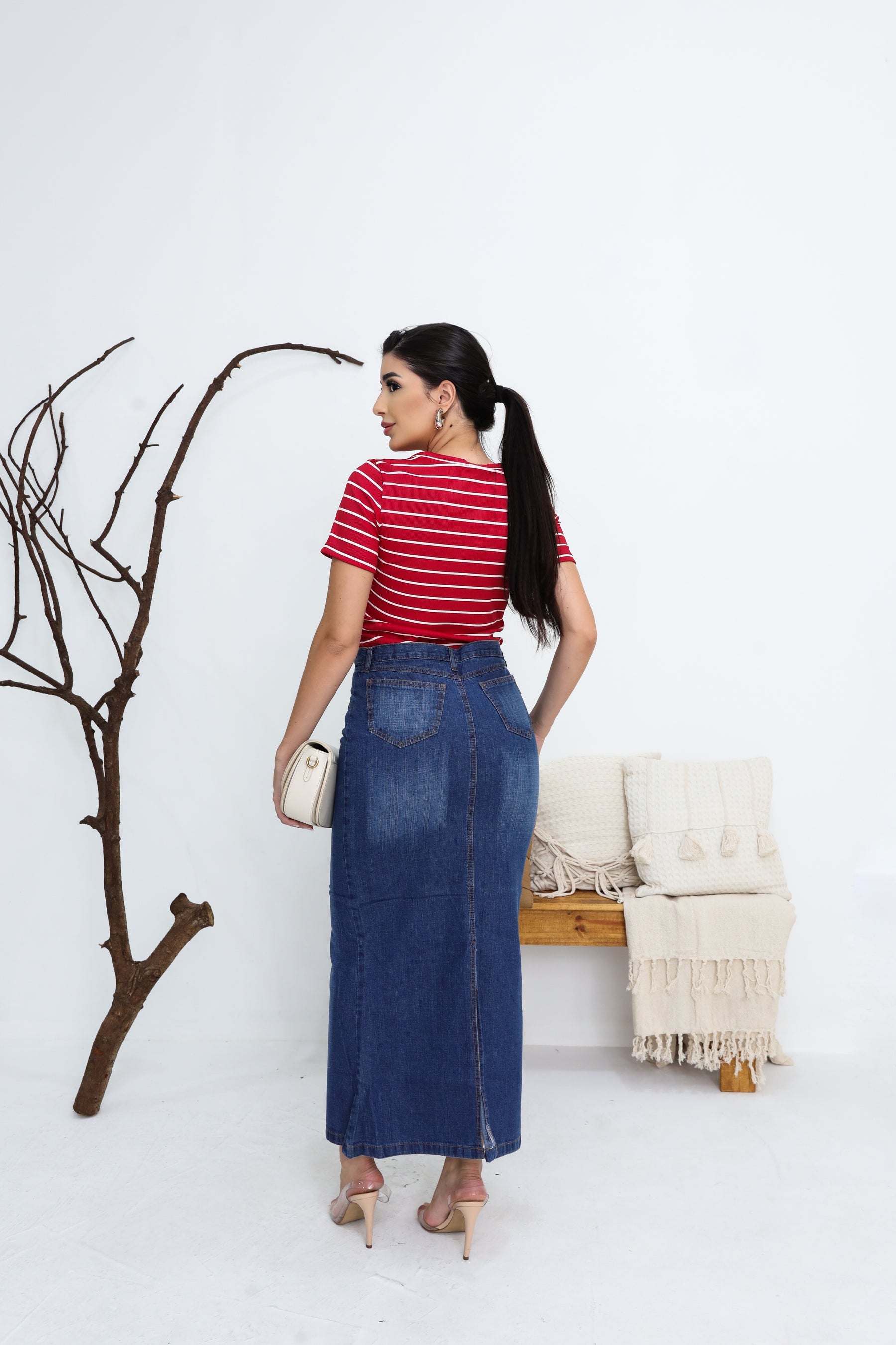 Blusa listrada vermelha