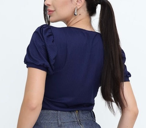 Blusa canela azul marinho