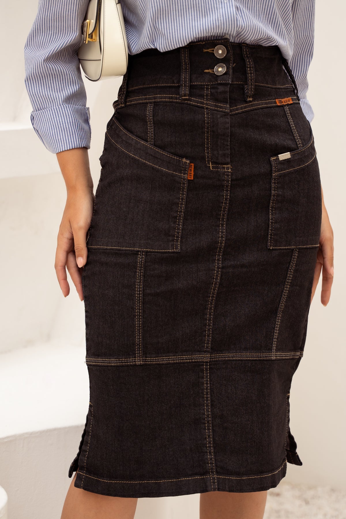 Saia Jeans Feminina Dual Black