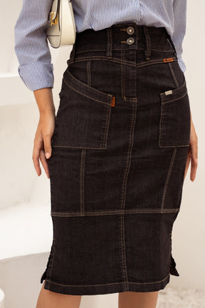 Saia Jeans Feminina Dual Black