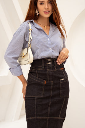 Saia Jeans Feminina Dual Black